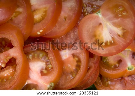 close texture of cut tomatoes