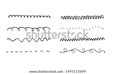 Set of artistic pen brushes. Hand drawn grunge strokes. Vector illustration. Doodle lines, curves and borders vector. Pencil effect sketch isolated on white.