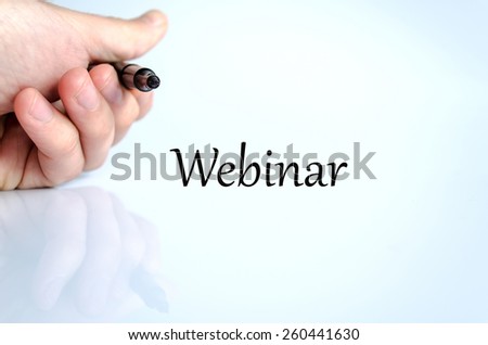 Pen in the hand isolated over white background Webinar