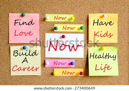 Colorful sticky notes on cork board background future plans concept