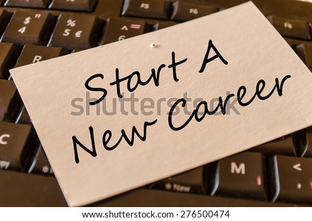 Start a new career Concept on black keyboard note