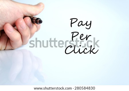 Pen in the hand isolated over white background Pay per click concept