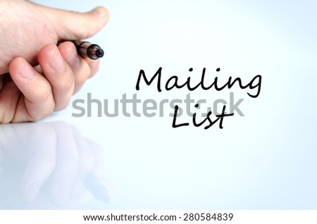 Pen in the hand isolated over white background Mailing list concept