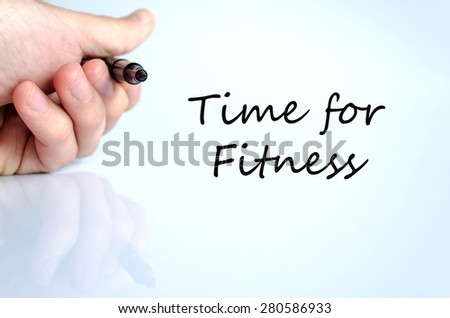 Pen in the hand isolated over white background Time for fitness concept