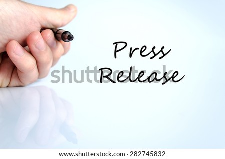 Pen in the hand isolated over white background press release