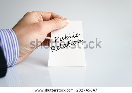 Business man hand writing Public relation
