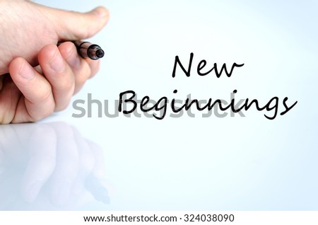 New beginnings text concept isolated over white background