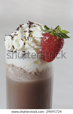 Brown chocolate milk shake could also be used as frappuccino, frappe, cappuccino