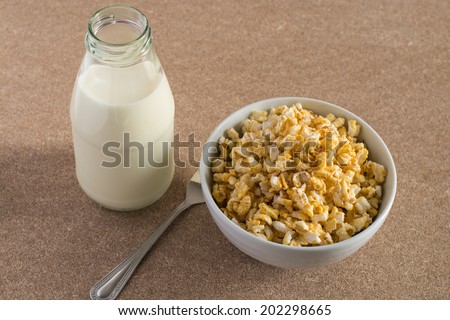 Puffed rice cereal and milk.