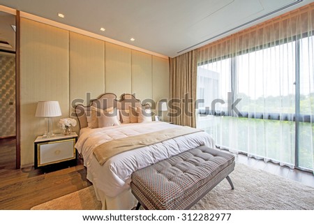 BANGKOK, THAILAND - August 13 : Luxury Interior bedroom at the perfect home for a new family. on August 13, 2015 in Bangkok, Thailand