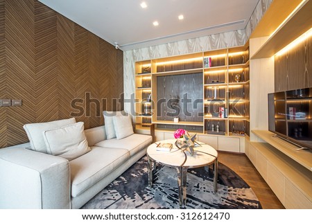 BANGKOK, THAILAND - August 13 : Small living room interior at the perfect home for a new family. on August 13, 2015 in Bangkok, Thailand