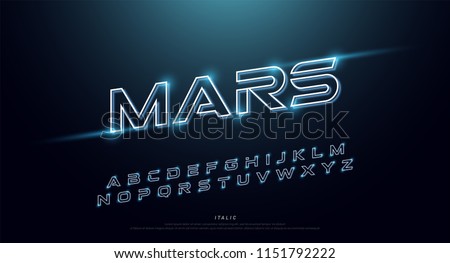 Abstract technology neon font and alphabet. techno effect logo designs. Typography digital space concept. vector illustration