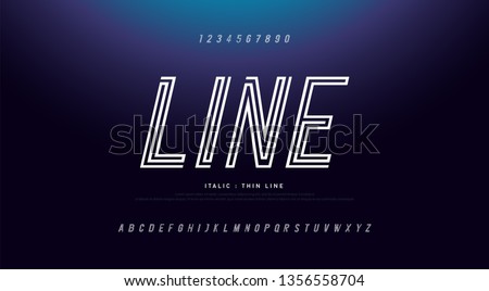 modern alphabet thin line italic fonts and numbers. Typography urban font uppercase and number. vector illustration