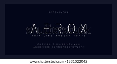 Abstract thin line font alphabet. Minimal modern fonts and numbers. Typography typeface uppercase lowercase and number. vector illustration