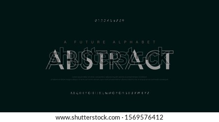 Abstract urban thin line font alphabet. Minimal modern fonts and numbers. Typography typeface uppercase lowercase and number. vector illustration