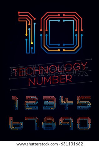 Number template set of numbers logo or icon, technology network concept, vector Illustration