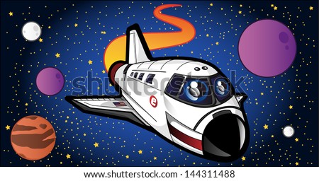 Cute Spaceshuttle Illustration - Graphic elements to embellish your layout. Vector file editable, scalable and easy color change. You can use the background or isolated elements.