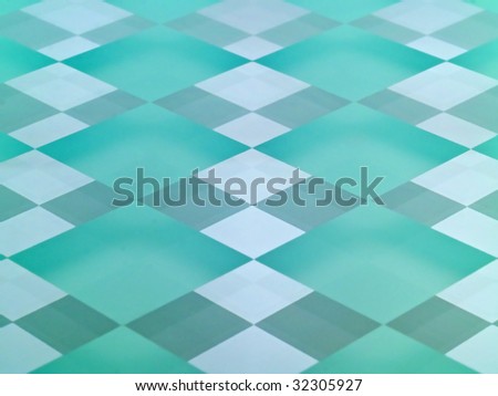 A glass checkerboard with clear and frosted squares with mirrored effect.