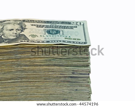 Stack of United States currency background - twenty dollar bills