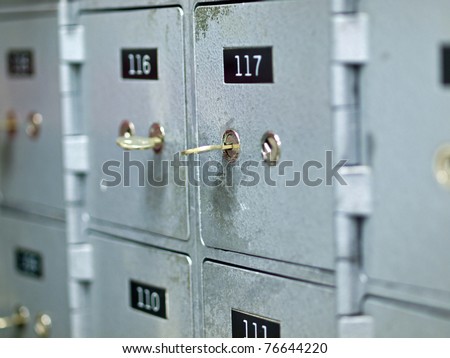 Old Gray and Numbered Safety Deposit Boxes