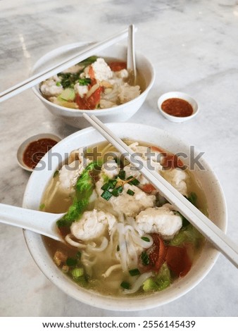 Similar – Image, Stock Photo Detail of Noodles Soup Preparation