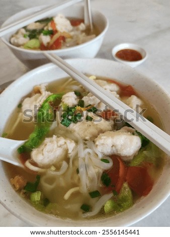 Similar – Image, Stock Photo Detail of Noodles Soup Preparation