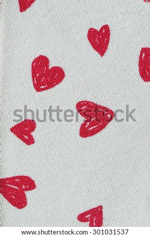 Red heart prints on canvas background / Abstract background / Promotions on children curriculum and activities
