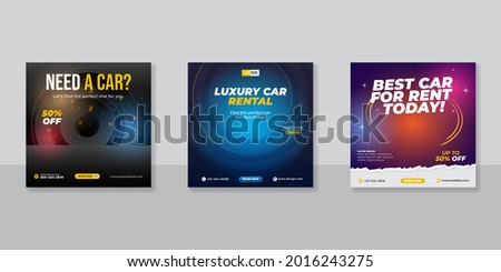 Rent a car banner for social media post template