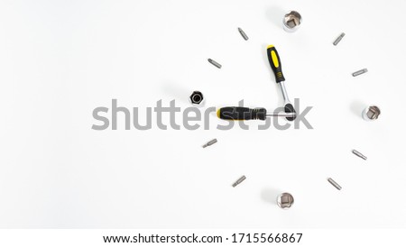 Similar – Image, Stock Photo Clock made with plate and straws on yellow background