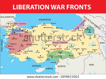 liberation war fronts turkish history map