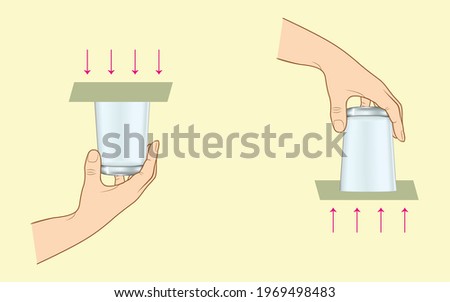 Putting paper in the mouth of the glass filled with water and not spilling the water when turned upside down