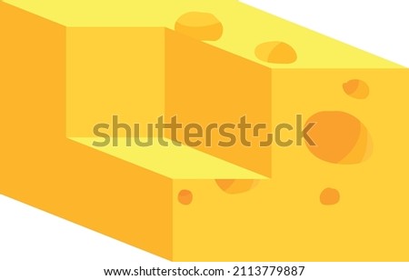 Calculation of the area created by removing a piece of yellow rectangular cheese Stok fotoğraf © 