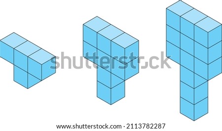 Explaining exponential expressions by calculating the number of blue cubes placed on top of each other Stok fotoğraf © 