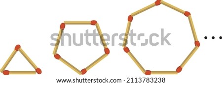 Finding the next shape of triangle, pentagon and octagonal geometric shapes formed by matchsticks with the help of exponential expressions Stok fotoğraf © 