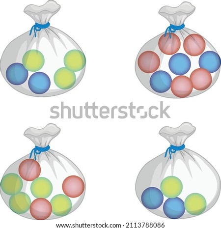 Finding the number of balls left in 4 bags with the help of a mathematical expression Stok fotoğraf © 