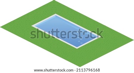 Determination of the area occupied by the rectangular pool on the green ground Stok fotoğraf © 
