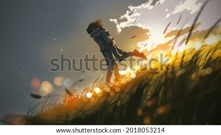 couples embracing each other in love on the hill, digital art style, illustration painting