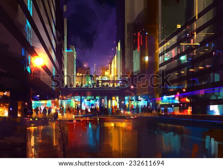 Similar – Image, Stock Photo light paintings Night life