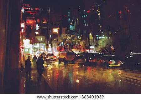 Image, Stock Photo light paintings Night life