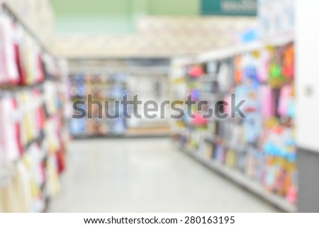 Supermarket in blurry , product shelf
