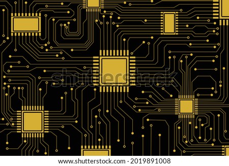 IC And Chip gold color circuit board vector graphic eps