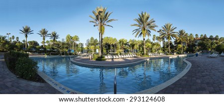 Swimming pool in spa resort, Orlando, Florida, USA