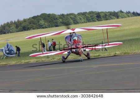 Vintage biplane at takeoff. AERO EXPO 2011, shooted on Bitburg 29th May 2011, Germany