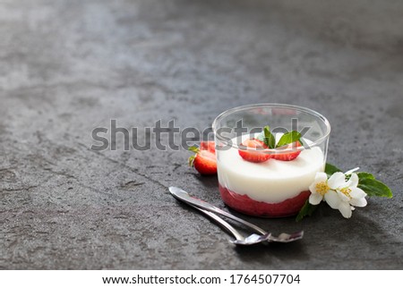 Similar – Image, Stock Photo Delicious Italian panna cotta with red currants in cafe