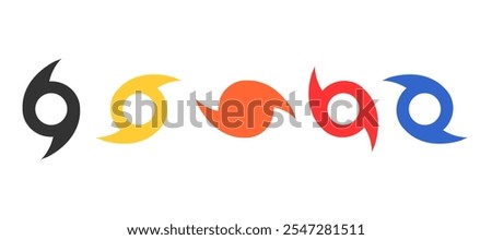 Hurricane disaster symbol design in set. Illustration for information, education, warning, advertising