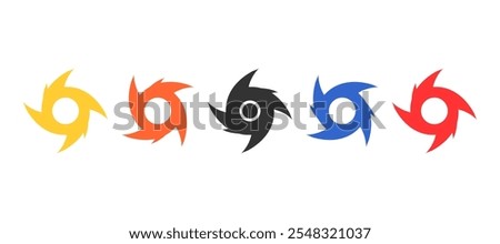 Hurricane disaster symbol design in set. Illustration for information, education, warning, advertising