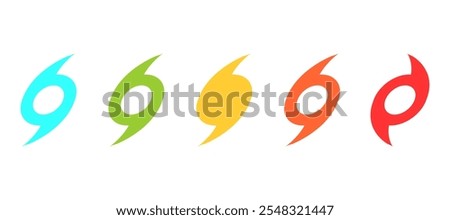 Hurricane disaster symbol design in set. Illustration for information, education, warning, advertising