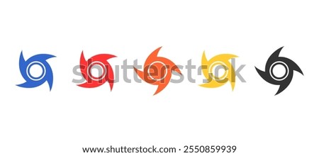 Hurricane disaster symbol design in set. Illustration for information, education, warning, advertising