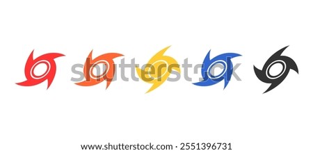 Hurricane disaster symbol design in set. Illustration for information, education, warning, advertising