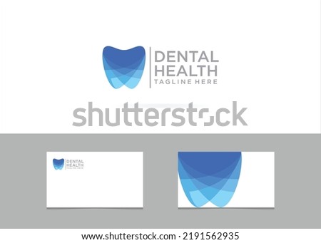 Dental Clinic Logo blue Tooth abstract design vector, Dentistry clinic logo design with geometric line abstract dental logo and business card